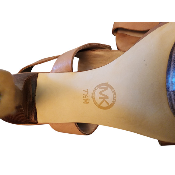 Michael Kors tan leather Open Toe high heels size 7.5M - Picture 8 of 8